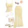 Shein Girlism Teen Girl Resort & Wedding Lace Asymmetric Hem Top And Low Waist Fishtail Ruffle Asymmetrical Hem Skirt Set