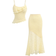 Shein Girlism Teen Girl Resort & Wedding Lace Asymmetric Hem Top And Low Waist Fishtail Ruffle Asymmetrical Hem Skirt Set