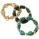Shein 3pcs Set Vintage Boho Chunky Thick Multi-Layer Brown Acrylic Beaded Bracelets For Women