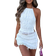 Shein Women's 2 Piece Outfits Smocked Mini Skirt Set - White