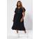 Yours Curve Ribbed Frill Midaxi Dress - Black
