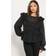 PixieGirl Petite Frill Shoulder Chiffon Blouse - Black