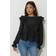 PixieGirl Petite Frill Shoulder Chiffon Blouse - Black