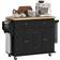 Homcom Rolling Kitchen Island Cart With Rubber Wood Top - Black