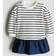 H&M Denim Skirt Sweatshirt Dress - White/Striped (1273044001)