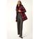Roman Check Print Quilted Puffer Coat - Burgundy