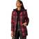 Roman Check Print Quilted Puffer Coat - Burgundy