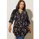 Yours Floral Print Pintuck Blouse - Black