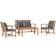 vidaXL Garden Sofa 4 pcs Natural Solid Teak Wood Brown Outdoor Lounge Set