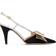 Valentino Garavani Bowow 85 Grosgrain Leather Slingback Pump - Nero/Silver/Old