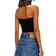 Diesel Ribbed Bandeau Top med Metal Logo Plaque - Sort