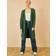Yumi Green Cable Knit Edge To Edge Long Cardigan With Pockets