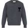 Ami Paris Round Neck Knitwear Heart Logo Sweater - Ecru/Noir