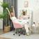 Homcom Fluffy Vanity for Desk Pink Office Chair