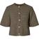 Pieces Short Sleeved Knitted Cardigan - Brown