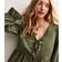 New Look Cord Tie Front Peplum Shirt - Khaki Green