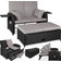 tectake Polyrattan Havesofa Kreta Med Overtræk Sort Grå Loungesæt, borde inkl. 1 sofaer