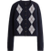 H&M Jacquard Knit Cardigan - Navy Blue/Argyle Pattern