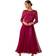 Roman Lace Contrast Bodice Dress - Wine