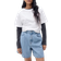 Mango Straight Shorts With Rolled Jeansshorts - Open Blue
