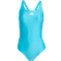 adidas Women's Swimming 3 Stripes C Back Swimsuit - Lucid Cyan/White