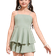 Shein Tween Girls Solid Color Lace Up Backless Layered Hem Cami Jumpsuit Mint Green