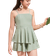 Shein Tween Girls Solid Color Lace Up Backless Layered Hem Cami Jumpsuit Mint Green