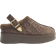 River Island Monogram Faux Fur Lined Buckle Mules - Brown