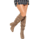 Shein Shuzia Women's Almond Toe High Block Heel Knee High Faux Suede Boots - Khaki