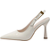 Shein Women Pointed Toe Fashion Buckle Patent Leather Heeled Slingback Shoes - White