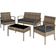 tectake Sparta - Nature Outdoor Lounge Set, 1 Table incl. 2 Chairs & 1 Sofas