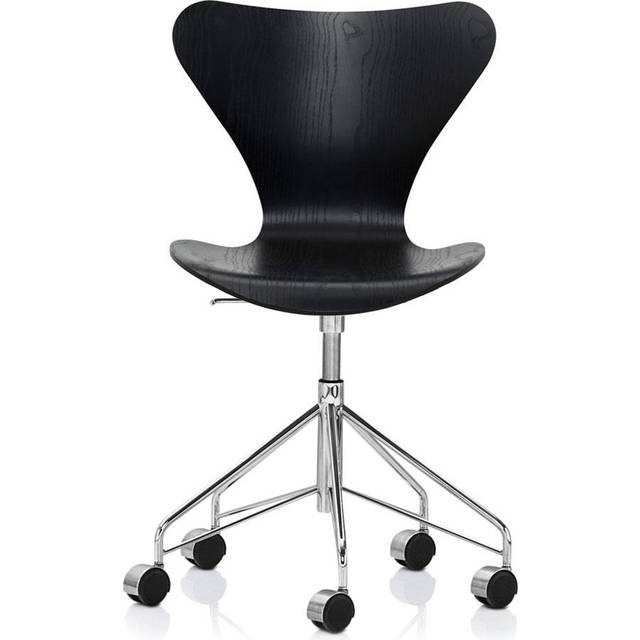 Fritz Hansen Sjuan 3117 kontorsstol hårda hjul Lacquered beech black-chrome