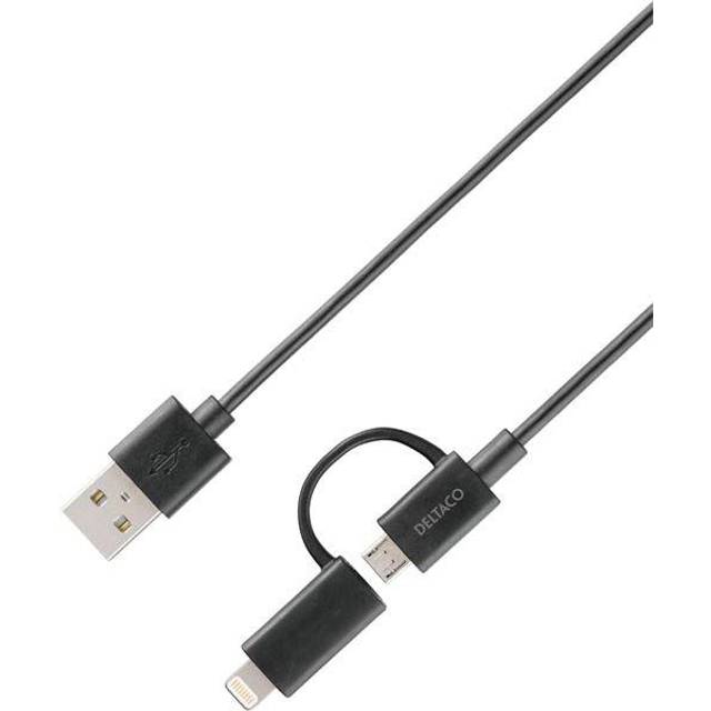 MFi-godkänd USB Lightning och microUSB laddkabel 1m
