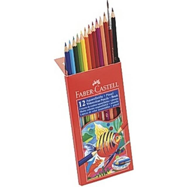 Faber-Castell Water Colour Pencils with Brush (Pack of 12 Pencils)