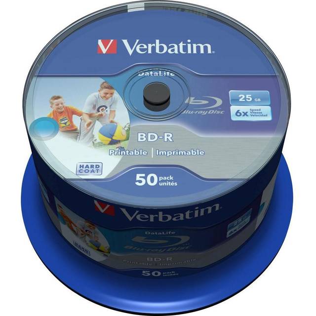 50pcs Cakebox Verbatim 43812 BD-R SL Datalife 25GB 6x Inkjet Printable