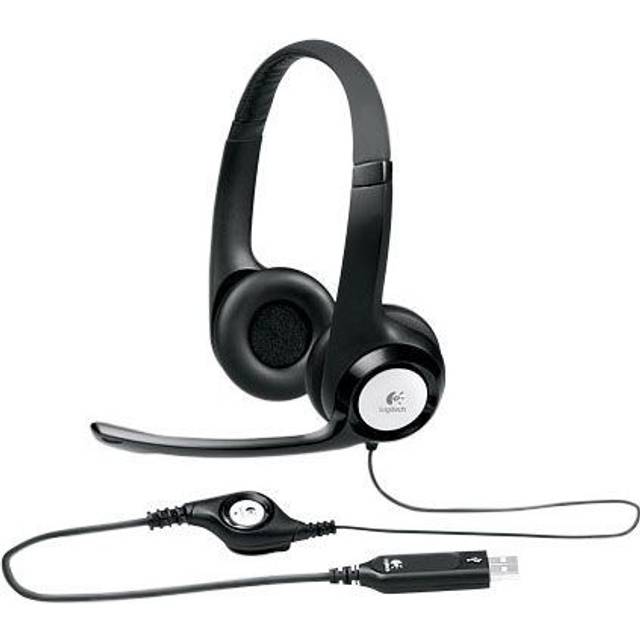 Logitech H390 trådbundet headset för PC/bärbar dator, stereohörlurar med brusreducerande mikrofon, USB-A, in-line kontroller, fungerar med Chromebook - Vit