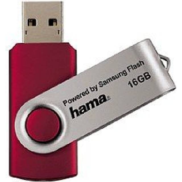 Hama Rotate 16GB USB 2.0 Memory Pen, Rotating Cap, Keyring, Black/Silver