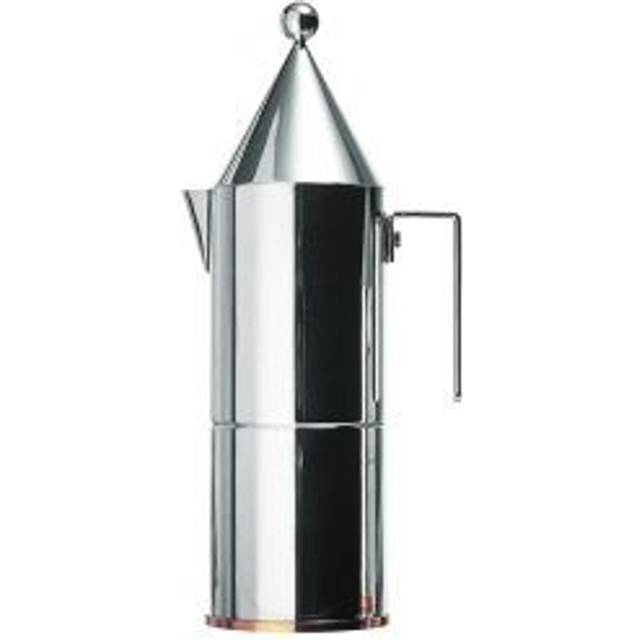 Alessi La Conica 90002/3 – design kaffemaskin i rostfritt stål med kopparbott, 3 koppar, silver, 3,3 x 12 x 5,2 cm