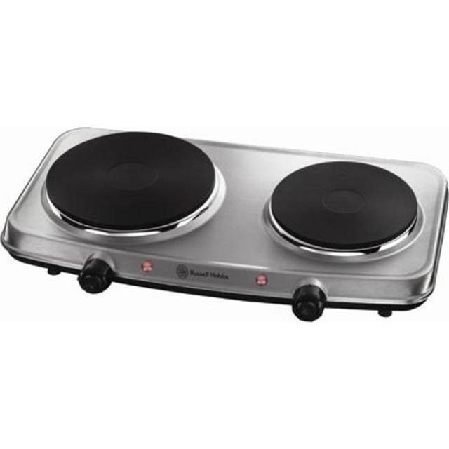 Stainless Steel Double Electric Hot Plate - Stainless Steel;Black (7.8cm H X 46.8cm W X 28cm D)