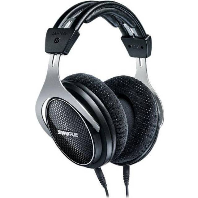 Shure SRH1540 Professional Premium Closed-Back Headphones, tydliga, utökade toppar och varm, exakt bas, konstruktion i aluminiumlegering och kolfiber, öronkuddar i Alcantara, löstagbar kabel - Svart/Silver