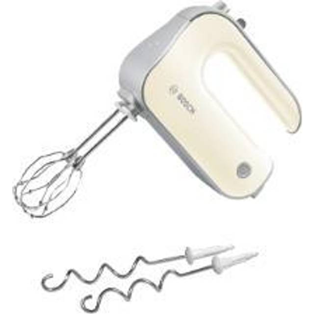 Bosch Elvisp Styline 500 Watt Cremefärgad - 5 hastigheter - Ergonomiskt handtag - Lätt och enkel att hantera - Stark motor - Sladdlängd 1,4 m - Diskmaskinssäkra vispar och degkrokar - MFQ40301