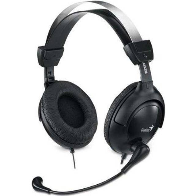 Genius HS-M505X Noise-cancelling Headset with Mic, 3.5mm Connection, Plug and Play with Adjustable Headbandand, In-line microphone and Volume Control, Black