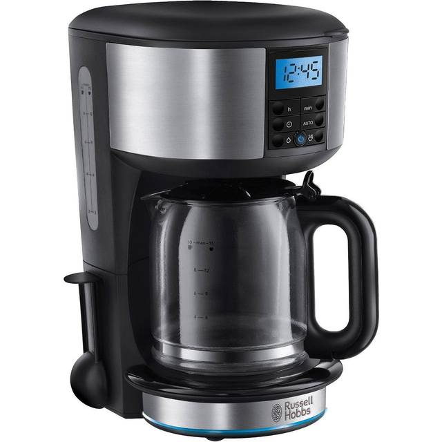 Russell Hobbs kaffebryggare, upp till 10 koppar, 1.25l glaskanna, programmerbar digital timer, varmhållningsfunktion, automatisk avstängning, 1000W, filterkaffe, Buckingham 20680-56