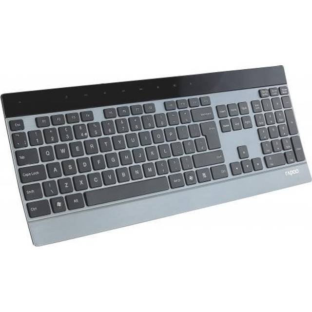 Rapoo E9270P trådlöst tangentbord, trådlöst tangentbord, ultratunnt 4 mm tangentbordsdesign i rostfritt stål och aluminium, 9 månaders batteritid, DE-layout QWERTZ PC och Mac – svart