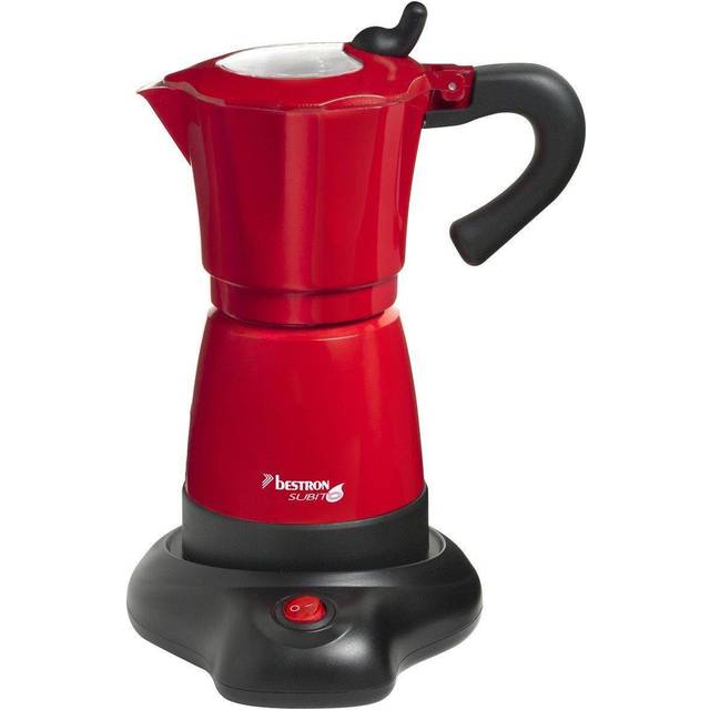 Electric Espresso Maker 480 Watts 6 Cups 180ml Aluminum Red Espresso Pot