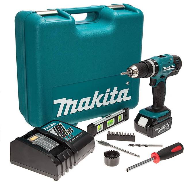 Makita DHP453RFTK 18v Lithium Combi Hammer Drill 101PC Screwdriver Bit Set 2x3ah