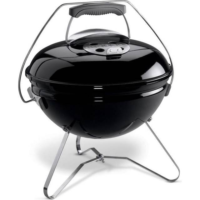 Weber Smokey Joe Premium Kolgrill, Ø 37cm grillyta, portabel BBQ-grill med praktiskt bärhandtag, BBQ med porslinsemaljerad lock & gryta - Svart (1121004)