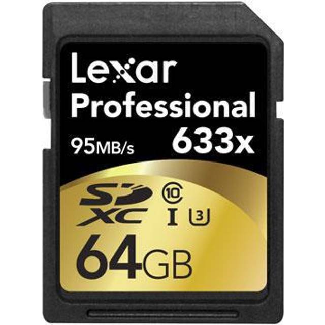 Lexar Professional 633x 64 GB SD Kort, SDXC UHS-I Minneskort, Upp till 95MB/s läsning, för mellanklass DSLR, HD-Videokamera, 3D-kamera (LSD64GCB1EU633)
