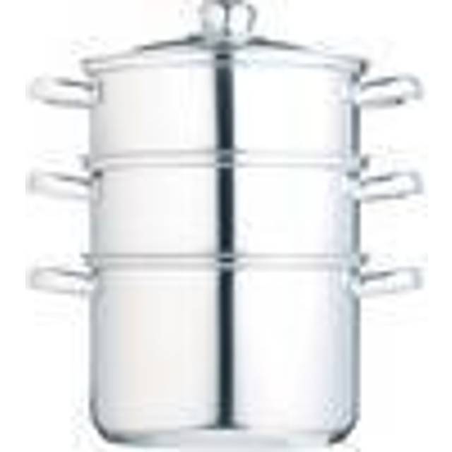 Kitchencraft 3 tier stainless steel food steamer pan with glass lid 22 cm