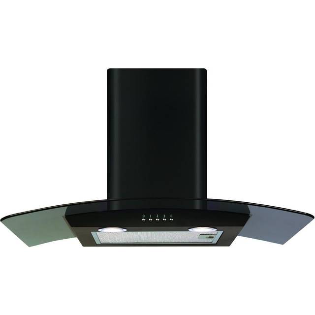 CDA ECP72BL 70cm Curved Glass Chimney Cooker Hood - Black